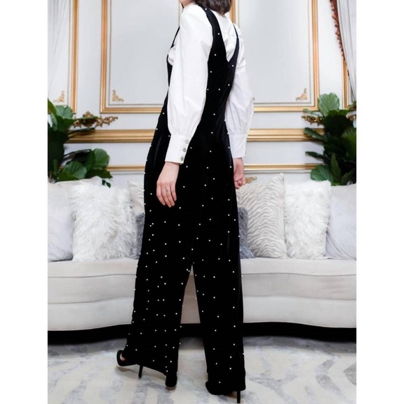 EVA FRANCO brewster jumpsuit in black velvet pearl sizes 4,8 - Picture 5 of 9